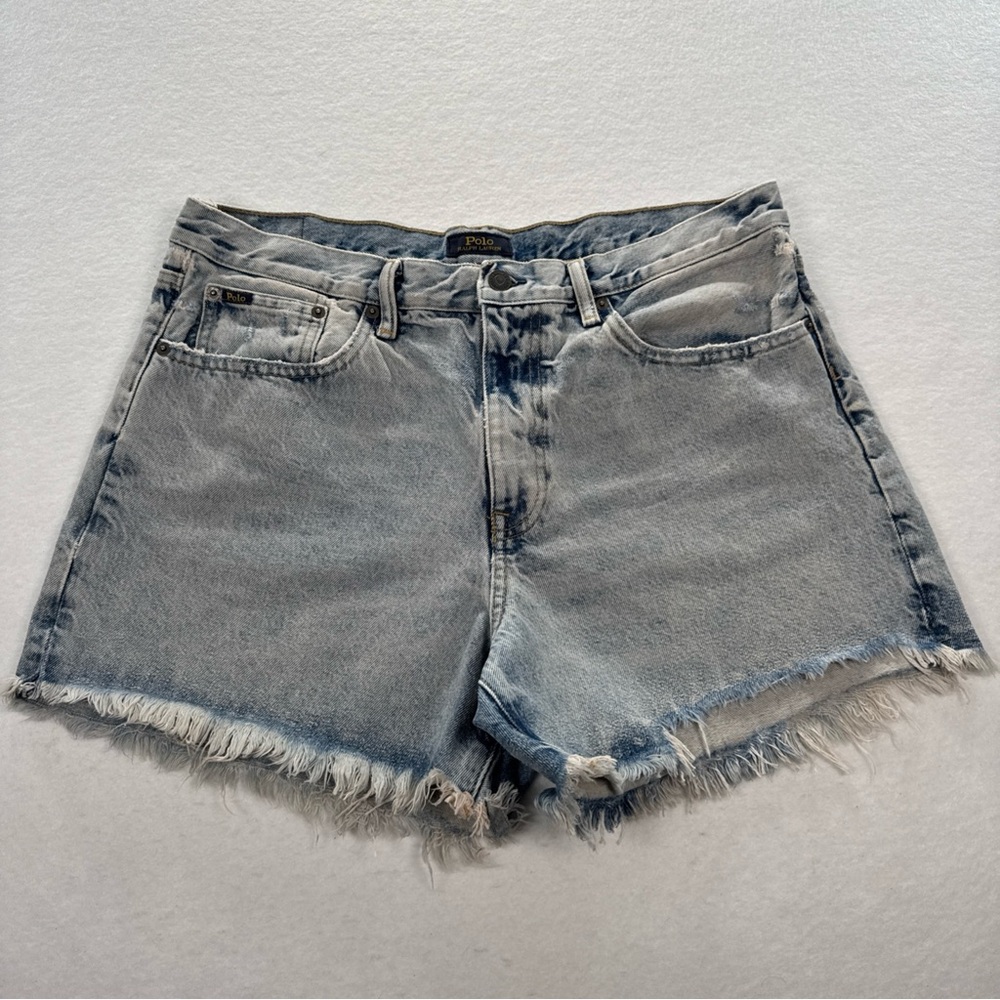 Polo Ralph Lauren The Sophia Cut off Jean Shorts Womens 31 Stone Wash Denim Raw